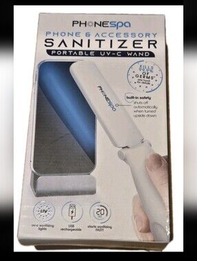 PhoneSpa Portable Cell Phone UV-C Sanitizer Clraner With Wand New In Box